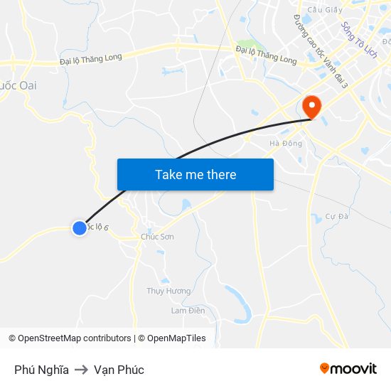 Phú Nghĩa to Vạn Phúc map