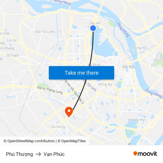 Phú Thượng to Vạn Phúc map