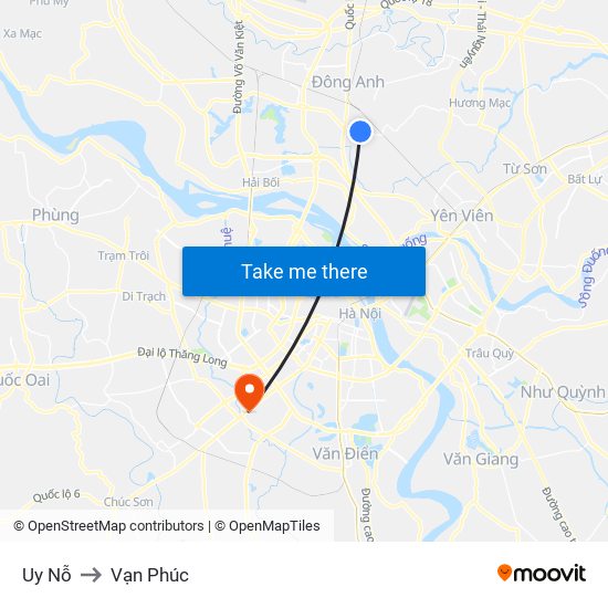 Uy Nỗ to Vạn Phúc map