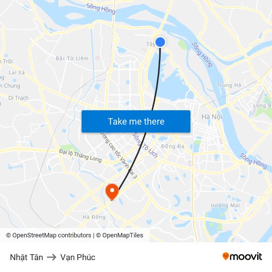 Nhật Tân to Vạn Phúc map