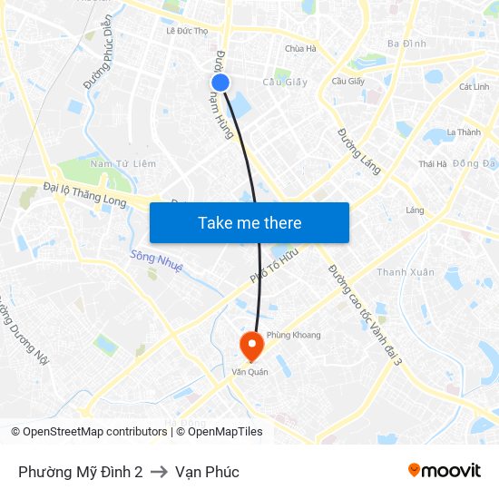 Phường Mỹ Đình 2 to Vạn Phúc map