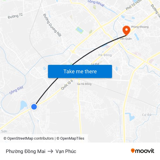 Phường Đồng Mai to Vạn Phúc map