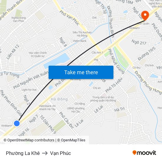 Phường La Khê to Vạn Phúc map