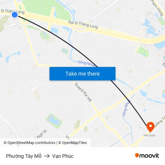 Phường Tây Mỗ to Vạn Phúc map