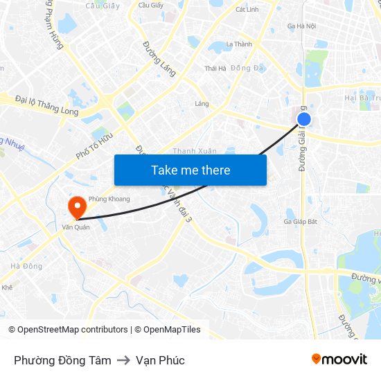 Phường Đồng Tâm to Vạn Phúc map