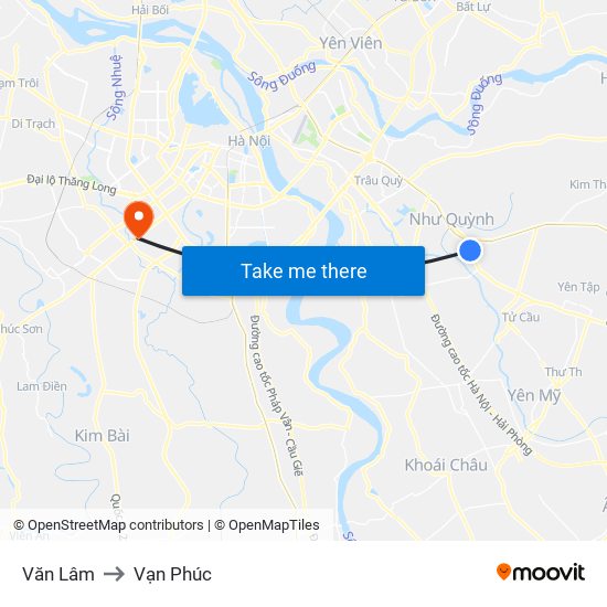 Văn Lâm to Vạn Phúc map