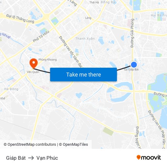 Giáp Bát to Vạn Phúc map