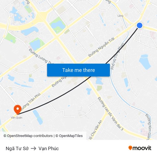 Ngã Tư Sở to Vạn Phúc map