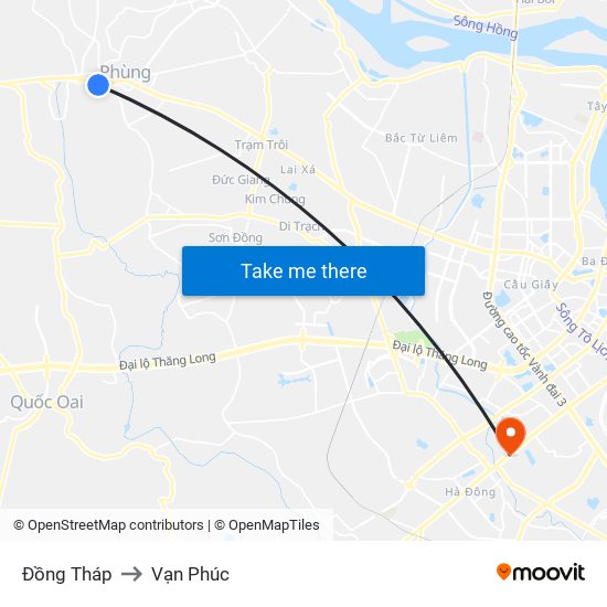 Đồng Tháp to Vạn Phúc map