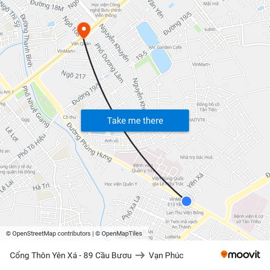 Cổng Thôn Yên Xá - 89 Cầu Bươu to Vạn Phúc map