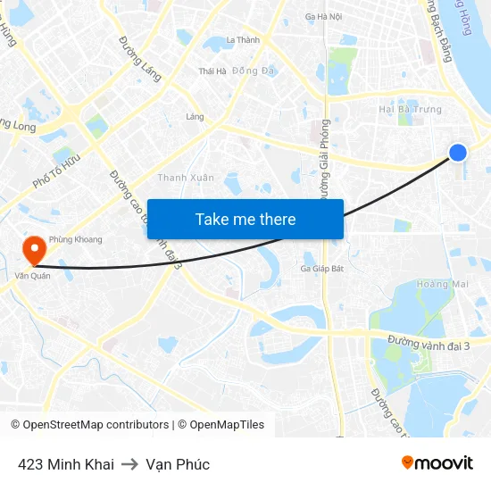 423 Minh Khai to Vạn Phúc map