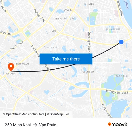 259 Minh Khai to Vạn Phúc map
