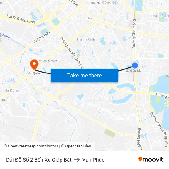 Dải Đỗ Số 2 Bến Xe Giáp Bát to Vạn Phúc map