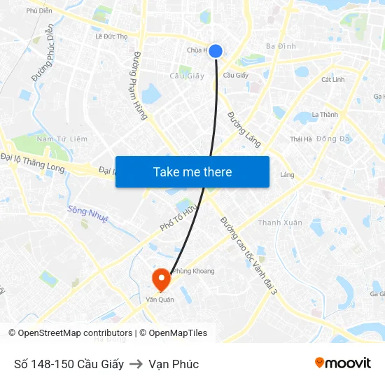 Số 148-150 Cầu Giấy to Vạn Phúc map