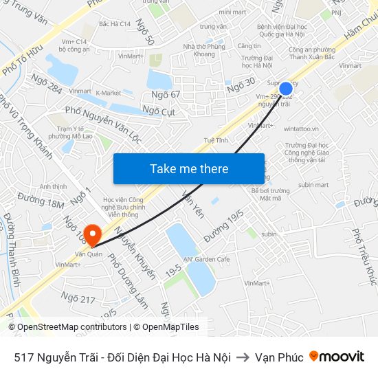 517 Nguyễn Trãi - Đối Diện Đại Học Hà Nội to Vạn Phúc map
