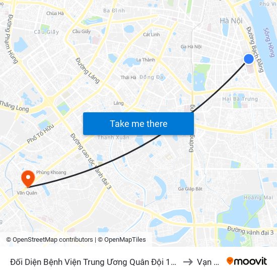 Đối Diện Bệnh Viện Trung Ương Quân Đội 108 - Trần Hưng Đạo to Vạn Phúc map