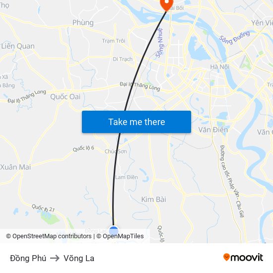Đồng Phú to Võng La map