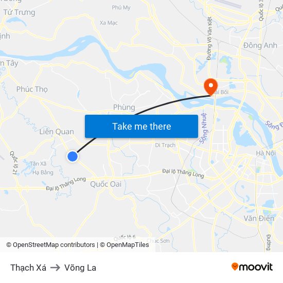 Thạch Xá to Võng La map