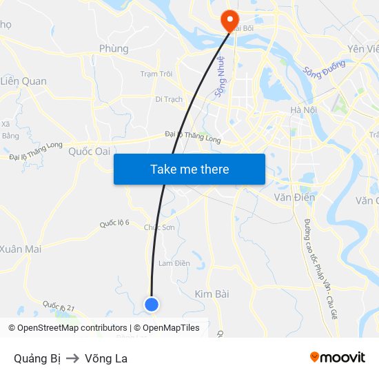 Quảng Bị to Võng La map