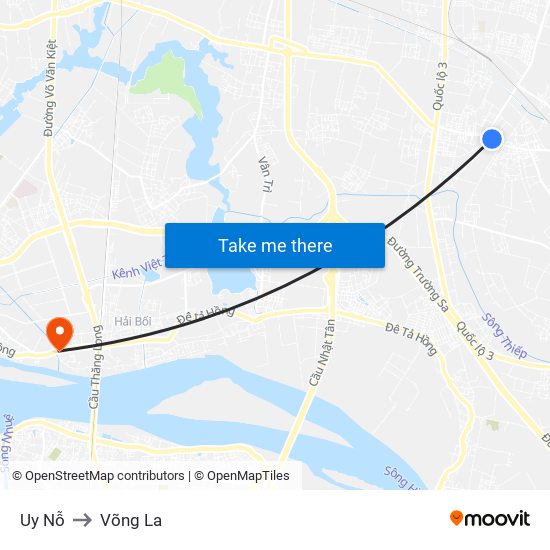 Uy Nỗ to Võng La map