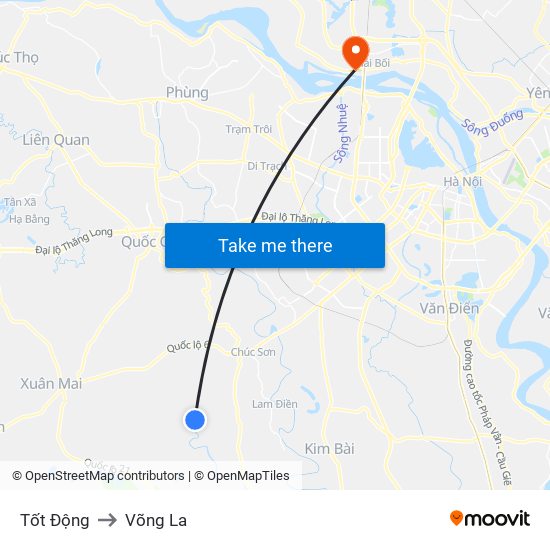 Tốt Động to Võng La map