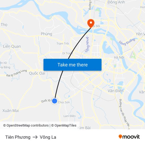 Tiên Phương to Võng La map