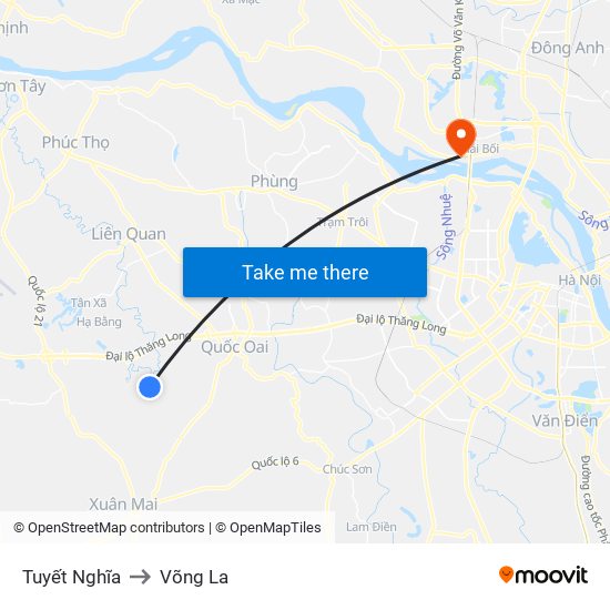 Tuyết Nghĩa to Võng La map