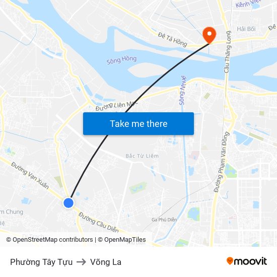 Phường Tây Tựu to Võng La map