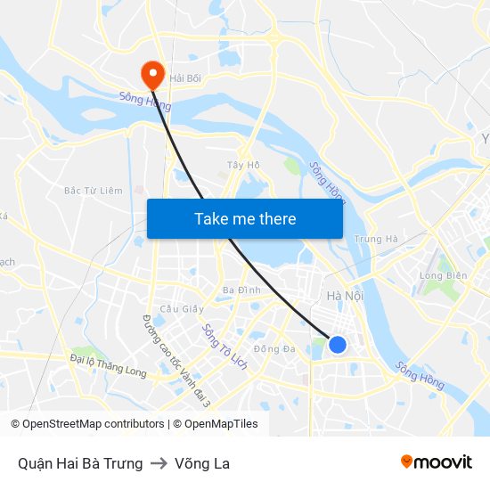 Quận Hai Bà Trưng to Võng La map