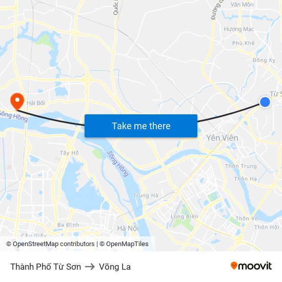 Thành Phố Từ Sơn to Võng La map