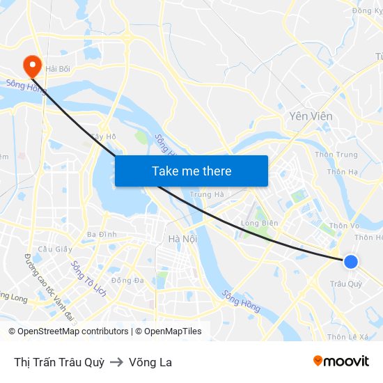 Thị Trấn Trâu Quỳ to Võng La map