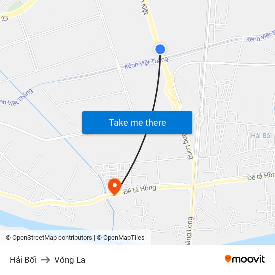 Hải Bối to Võng La map