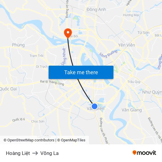 Hoàng Liệt to Võng La map