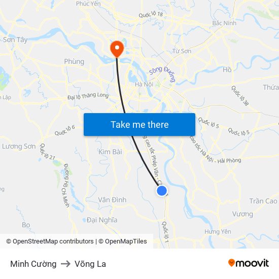 Minh Cường to Võng La map