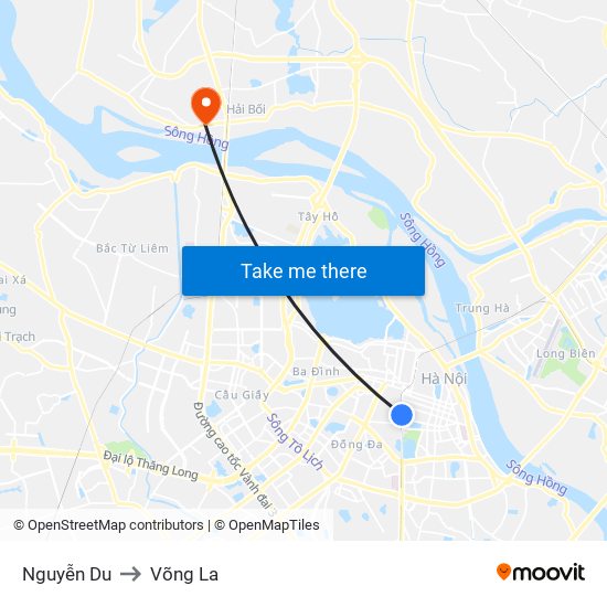 Nguyễn Du to Võng La map