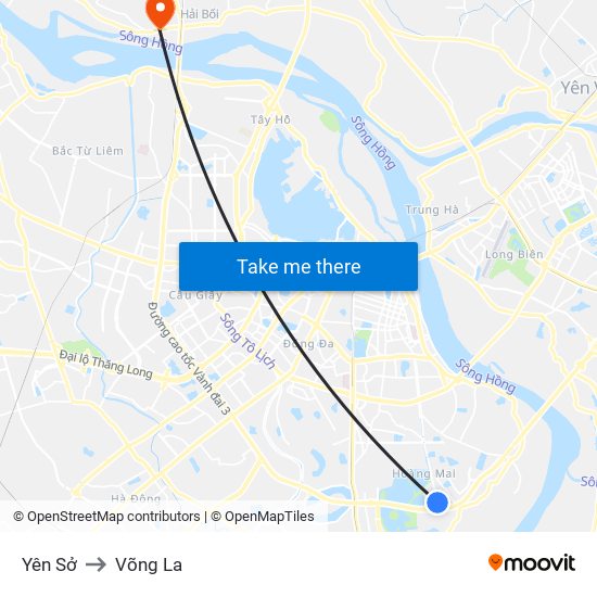 Yên Sở to Võng La map