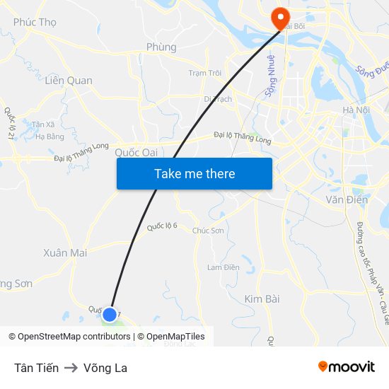 Tân Tiến to Võng La map