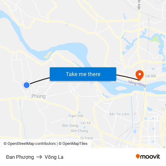 Đan Phượng to Võng La map