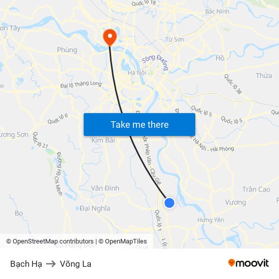 Bạch Hạ to Võng La map