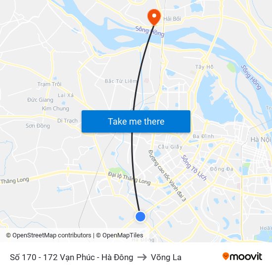 Số 170 - 172 Vạn Phúc - Hà Đông to Võng La map