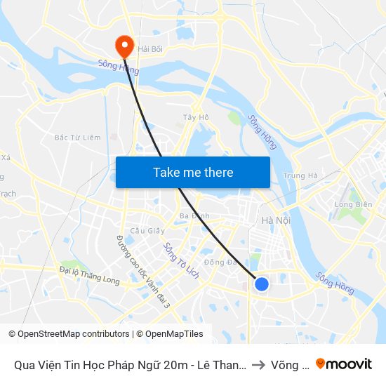 Qua Viện Tin Học Pháp Ngữ 20m - Lê Thanh Nghị to Võng La map