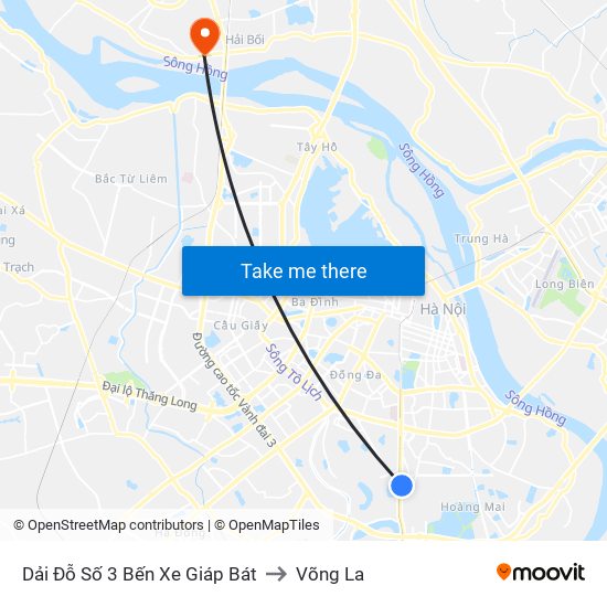 Dải Đỗ Số 3 Bến Xe Giáp Bát to Võng La map