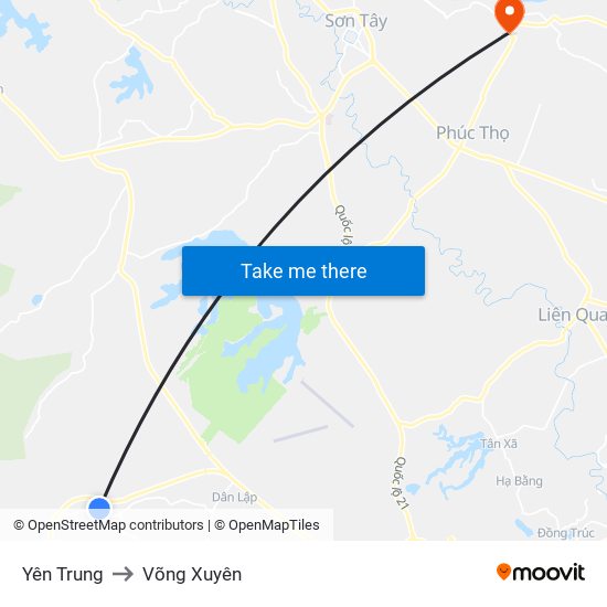 Yên Trung to Võng Xuyên map