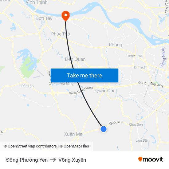 Đông Phương Yên to Võng Xuyên map