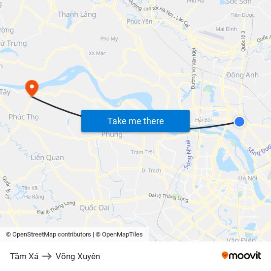 Tầm Xá to Võng Xuyên map