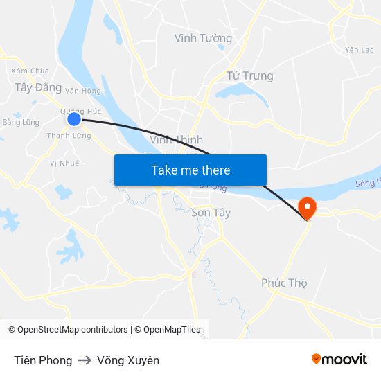 Tiên Phong to Võng Xuyên map