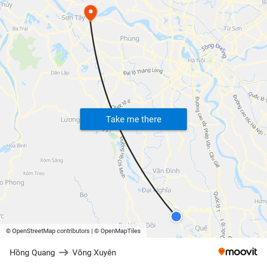 Hồng Quang to Võng Xuyên map