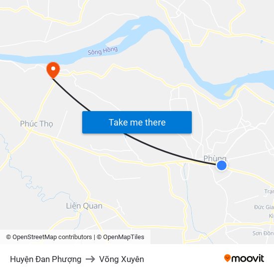 Huyện Đan Phượng to Võng Xuyên map