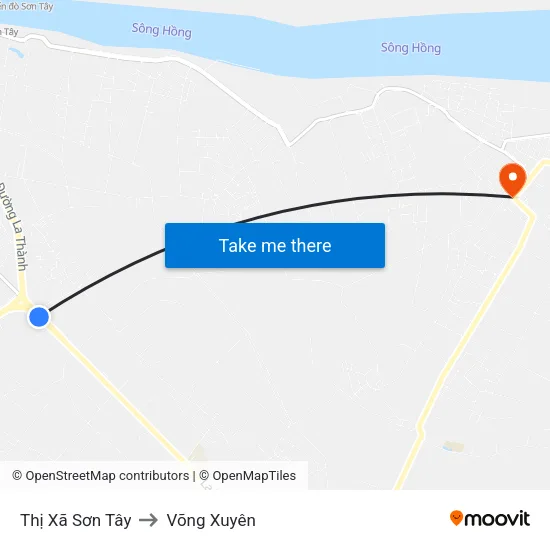 Thị Xã Sơn Tây to Võng Xuyên map