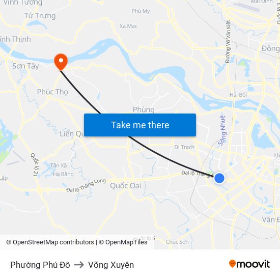 Phường Phú Đô to Võng Xuyên map